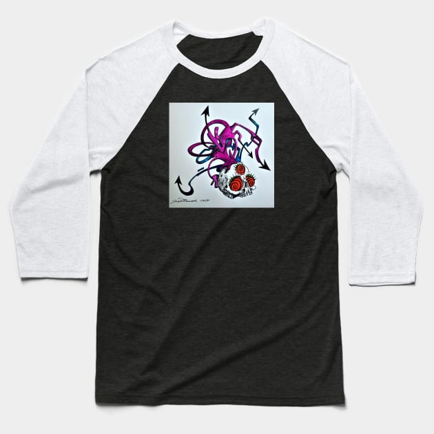 Mesmer-Eyelash 3rd Eye Skull Baseball T-Shirt by Octo30